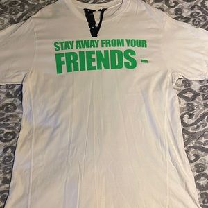 White & Green colored V Love Tee, Worn once